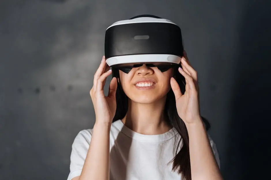 Close-up Photo of Young Woman using Virtual Reality Goggles