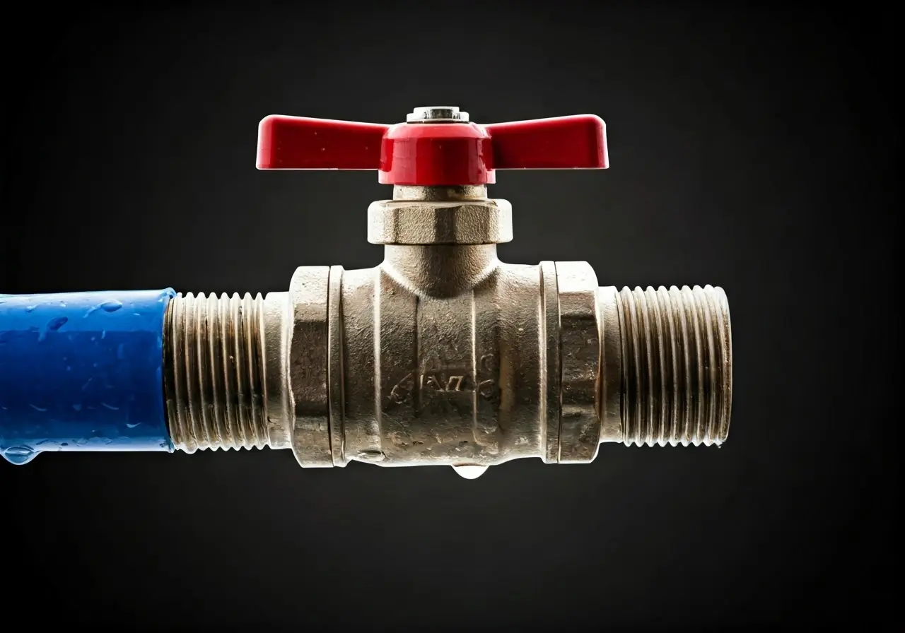 Close-up of a water saving valve with water droplets. 35mm stock photo