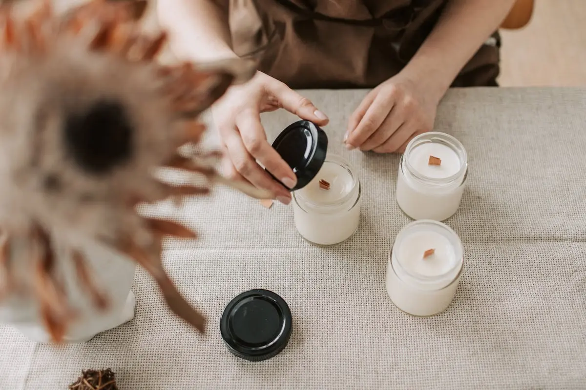 Close-up of Woman Making Handmade Candles in Workshop