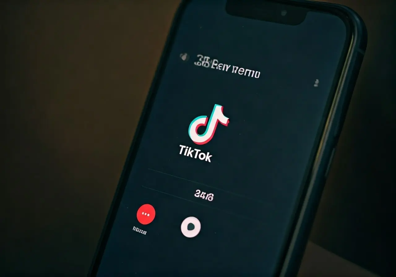 Smartphone displaying TikTok app in a social media setting. 35mm stock photo