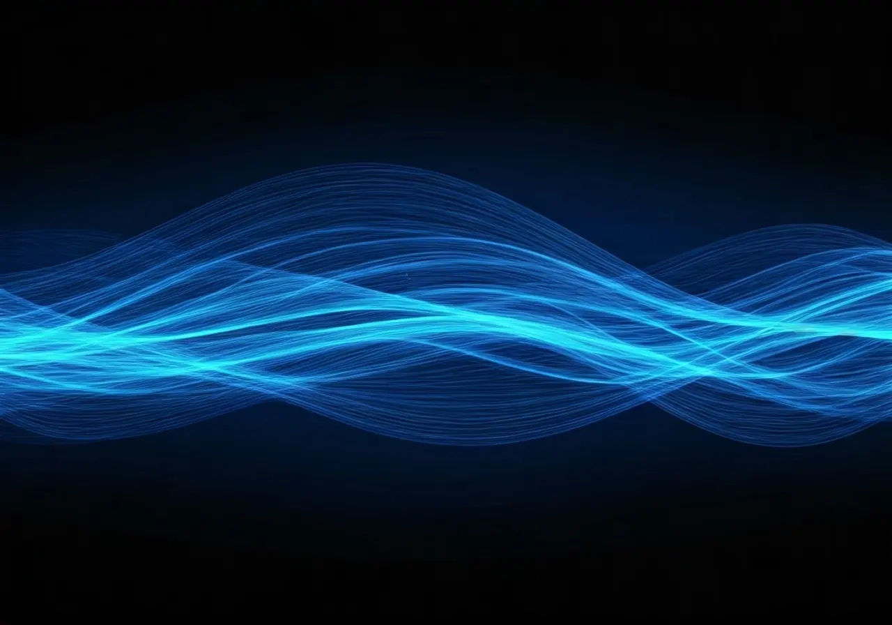 A blue electromagnetic wave illustration with myth text overlays. 35mm stock photo