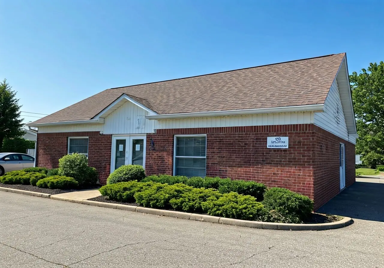 A small dental clinic exterior on a sunny day. 35mm stock photo