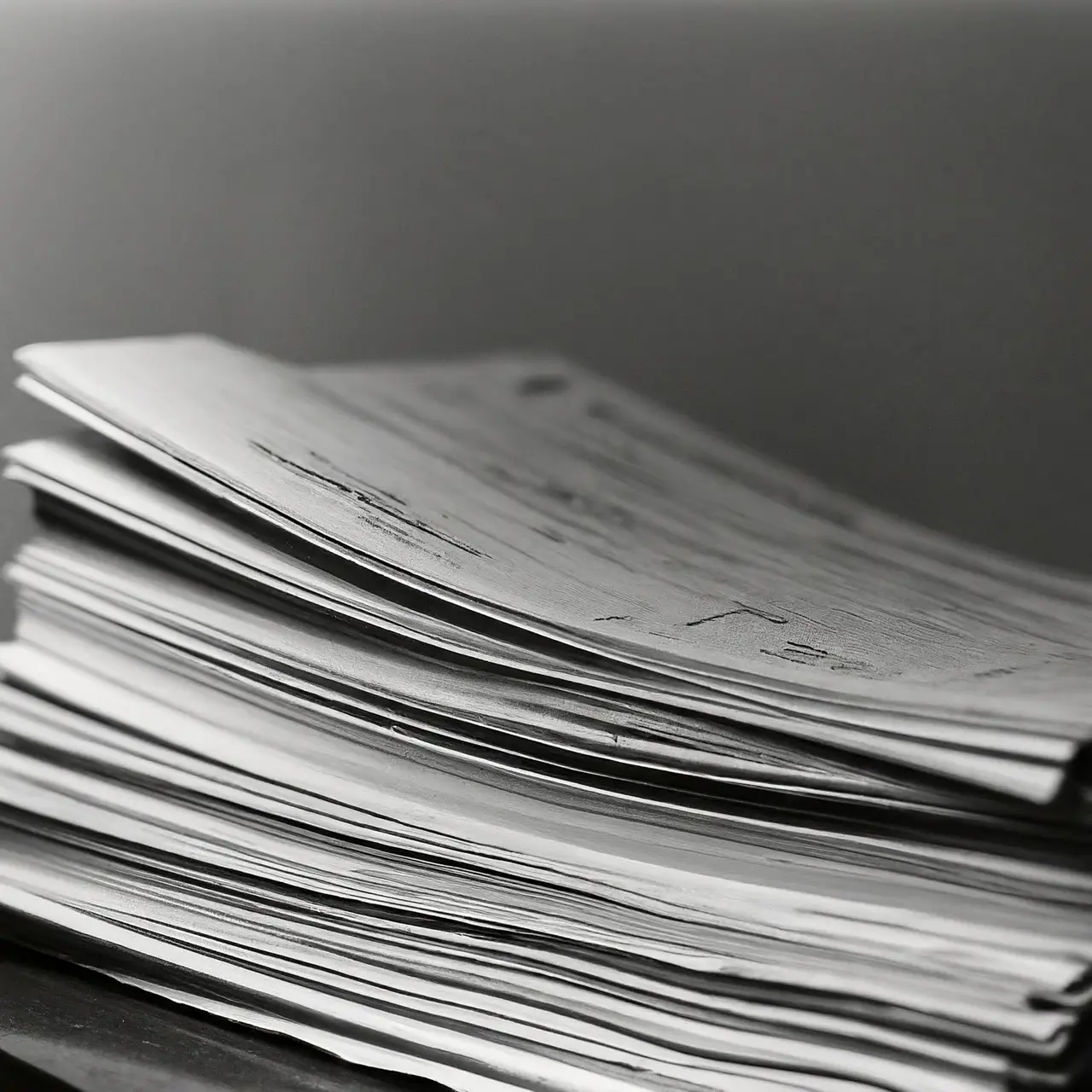 A stack of overdue payment invoices on a desk. 35mm stock photo