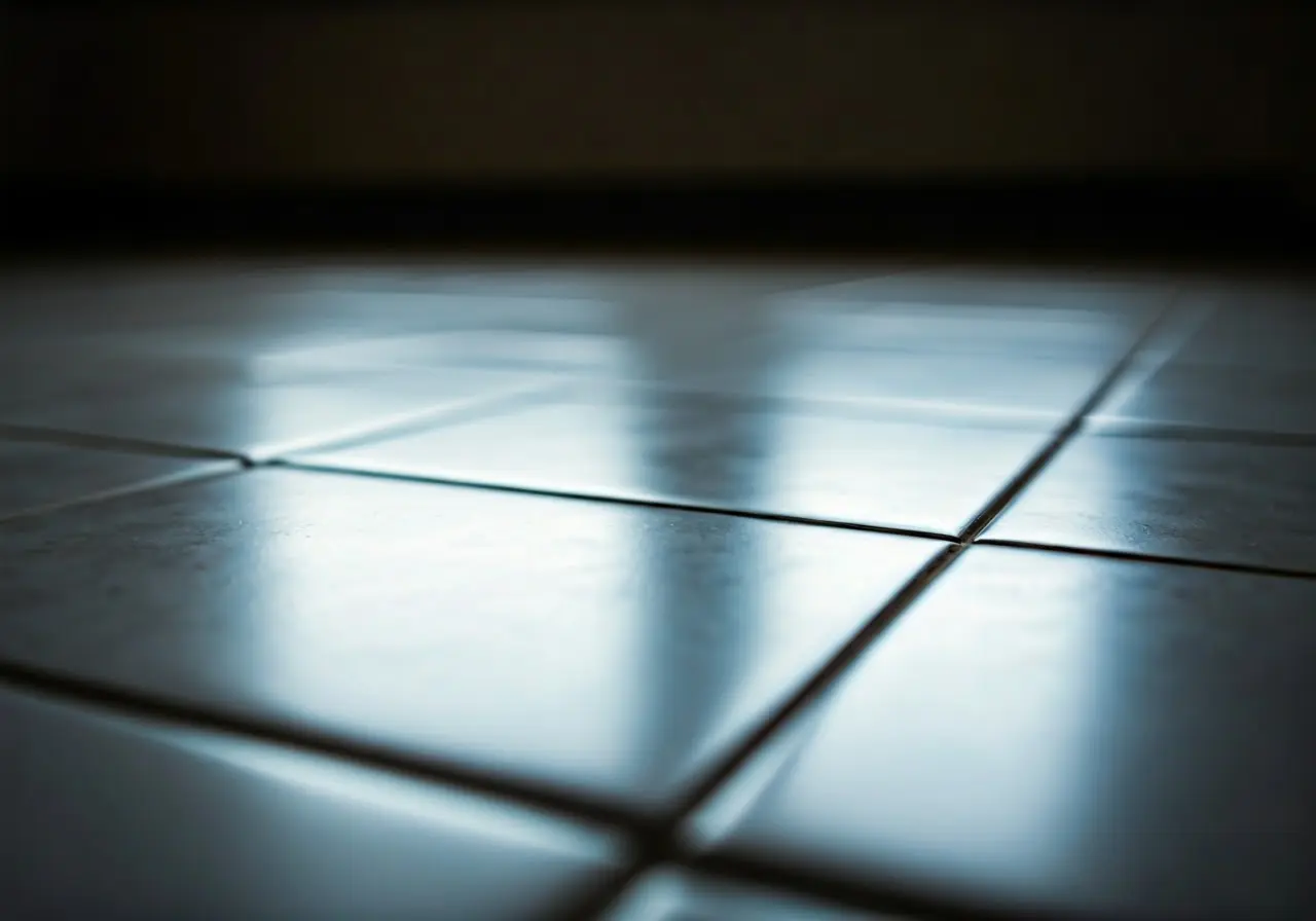 Close-up of pristine, shiny tiles after professional cleaning service. 35mm stock photo