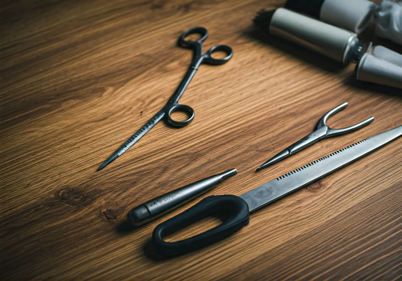 Close-up of chiropractor tools on a wooden table. 35mm stock photo