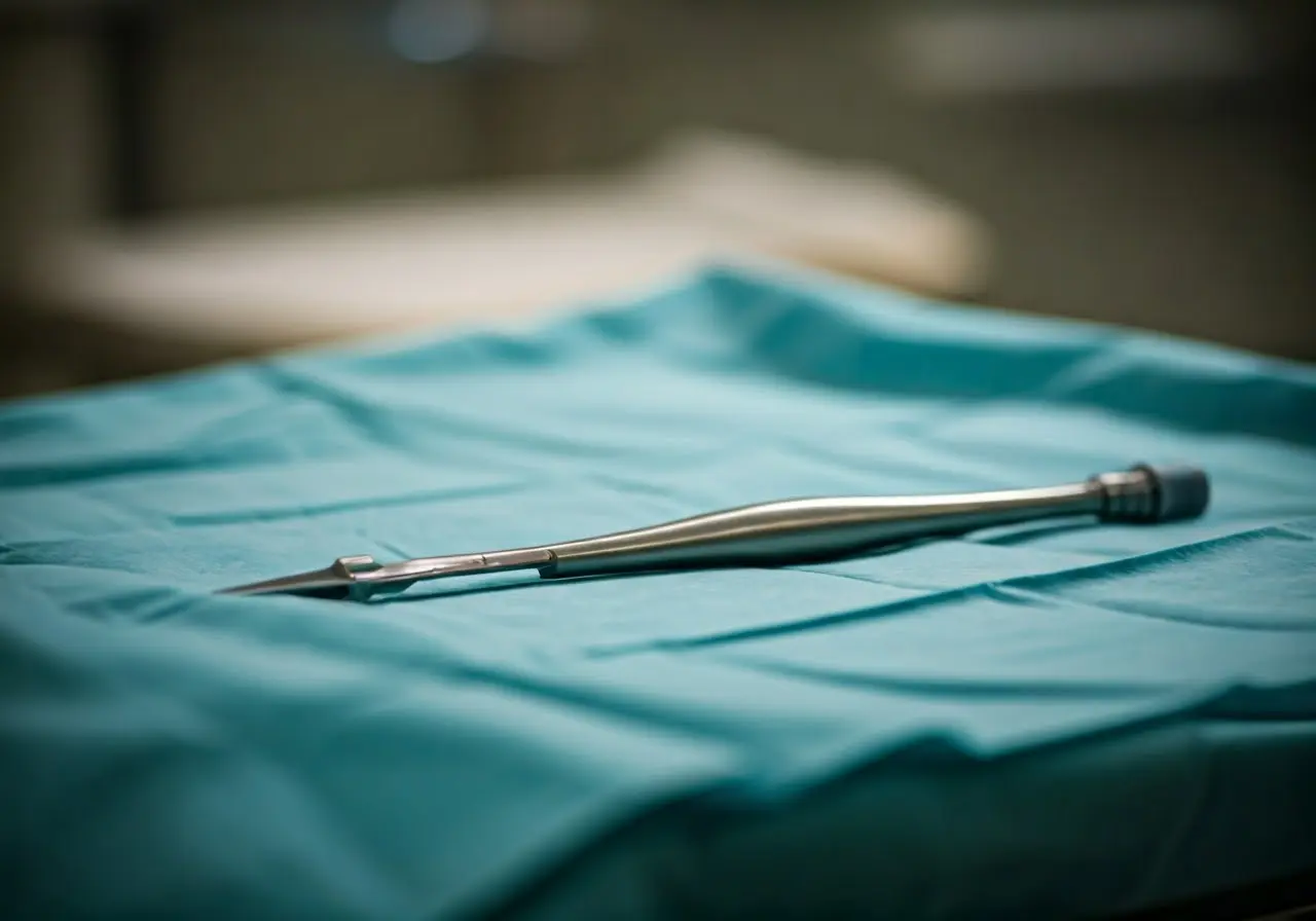 A gastric sleeve surgery instrument on a sterile table. 35mm stock photo