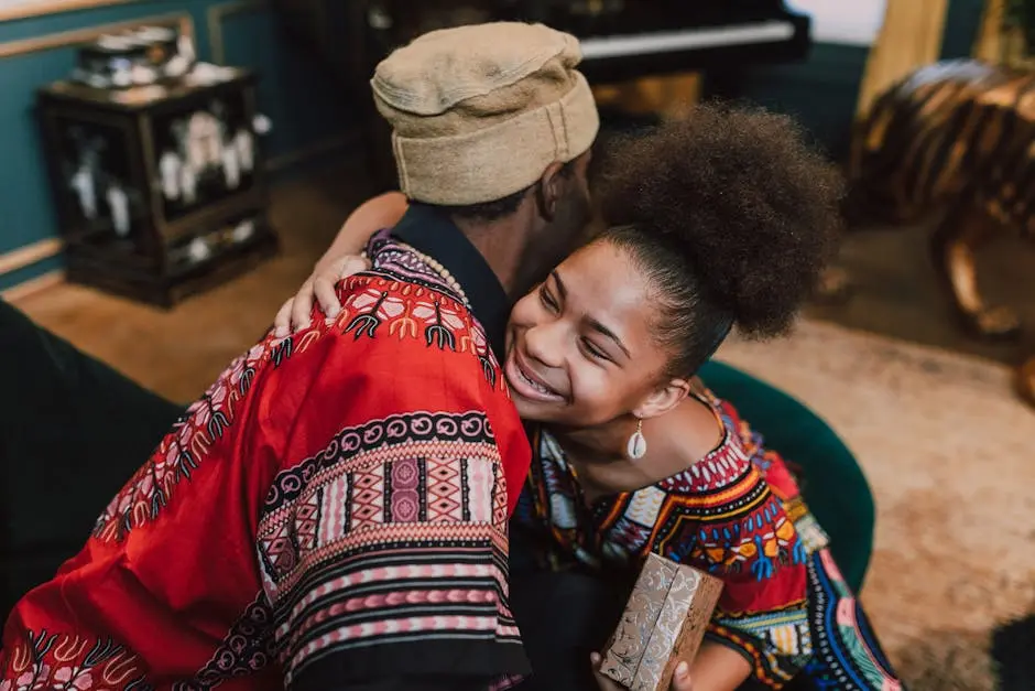 Woman Hugging The Man For A Gift Given