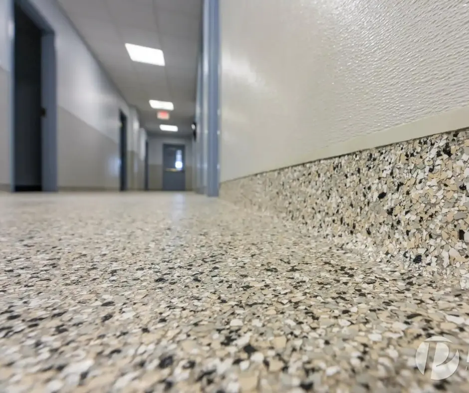 Shiny polyurea-coated industrial floor showcasing its durability and glossy finish