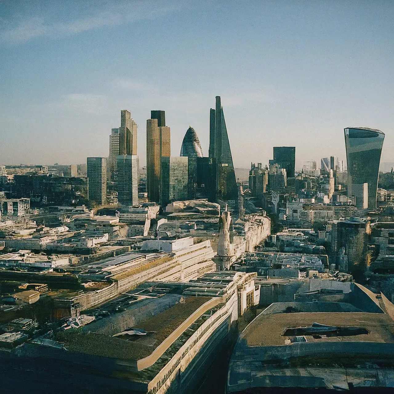 A London skyline with a focus on economic growth. 35mm stock photo