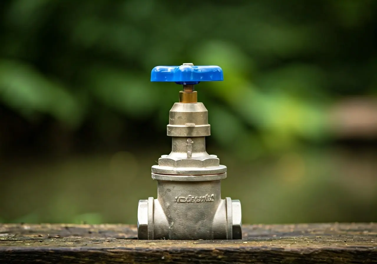 A smart valve controlling water flow in a garden. 35mm stock photo