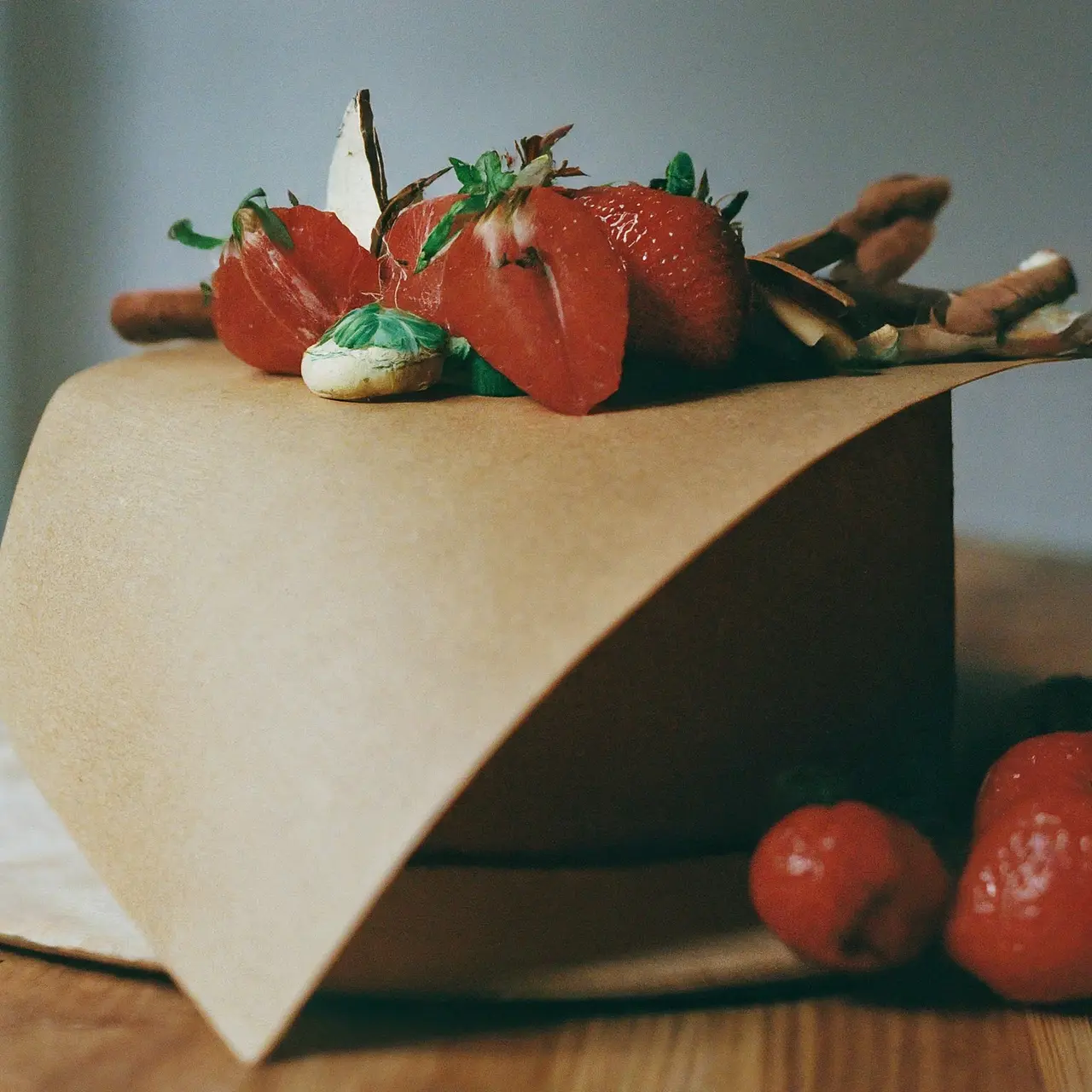 Bunter Esspapier und Fondant auf einer dekorierten Torte. 35mm stock photo