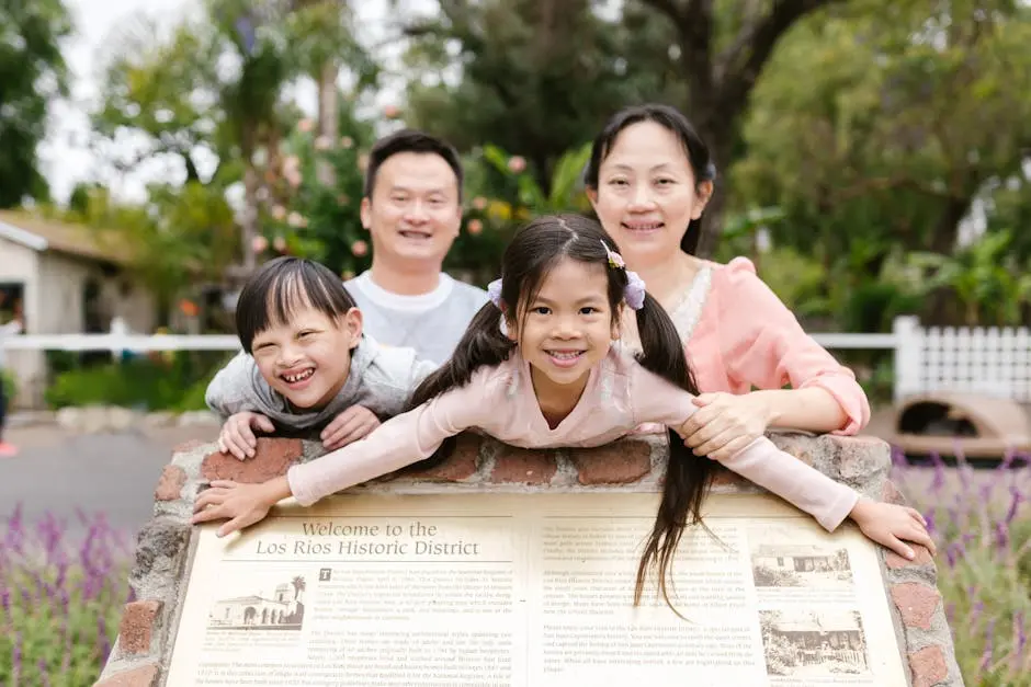 Joyful family enjoying a day together at Los Rios Historic District, capturing a priceless moment of happiness.