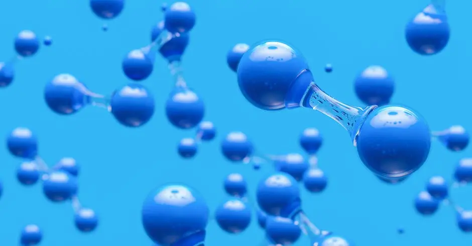 Hydrogen Molecules Against Blue Background