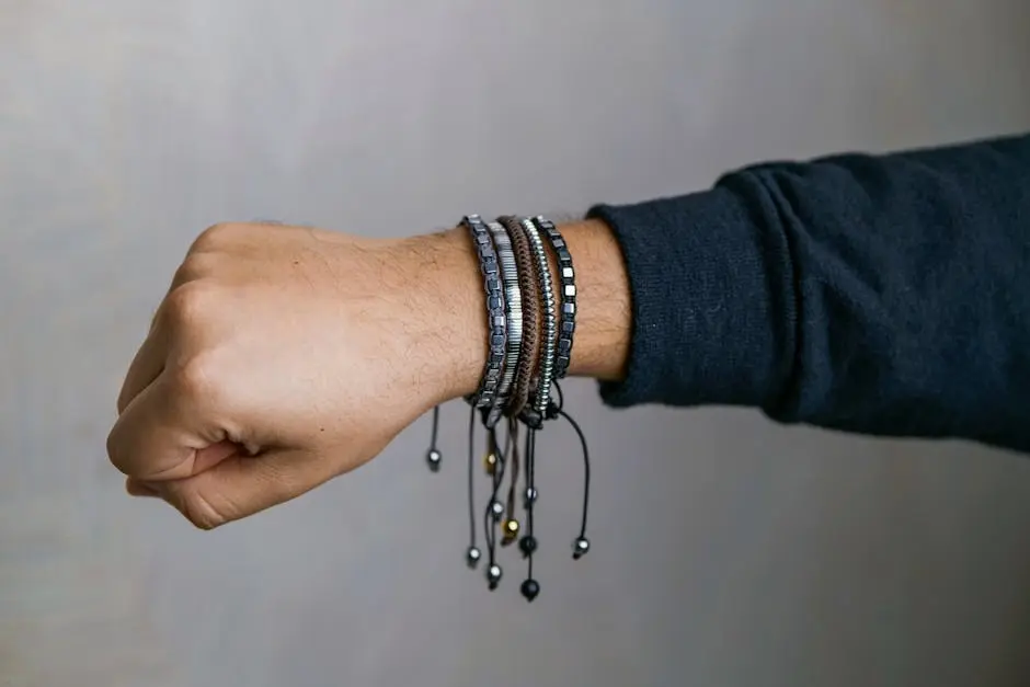 Close-up of Man Hand with Bracelets