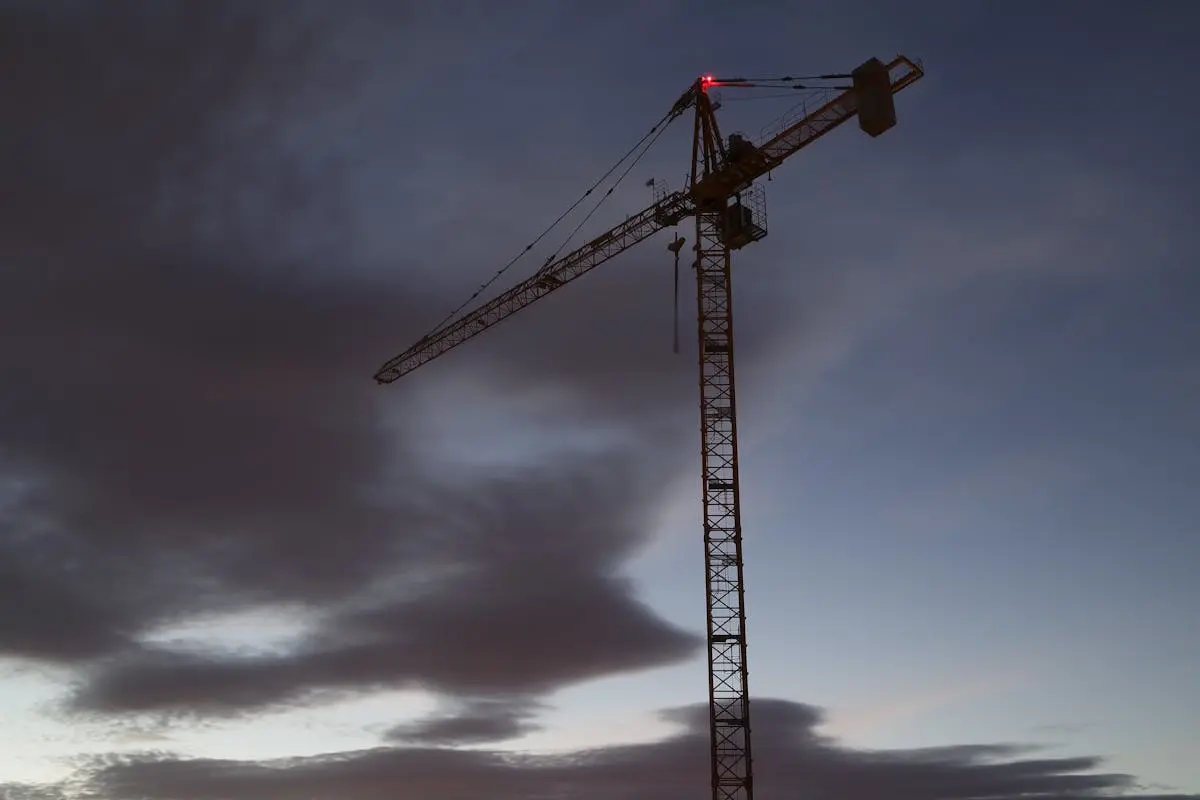 Tower Crane at Nighttime