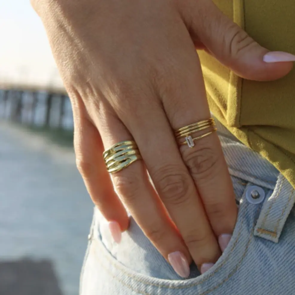 Stacked Rings lennox hammered ring