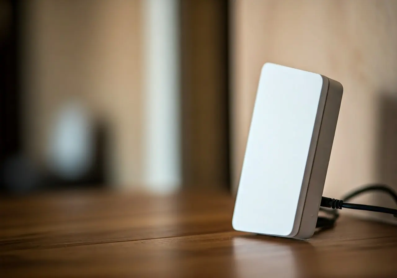 An access point boosting a home’s WiFi signal range. 35mm stock photo