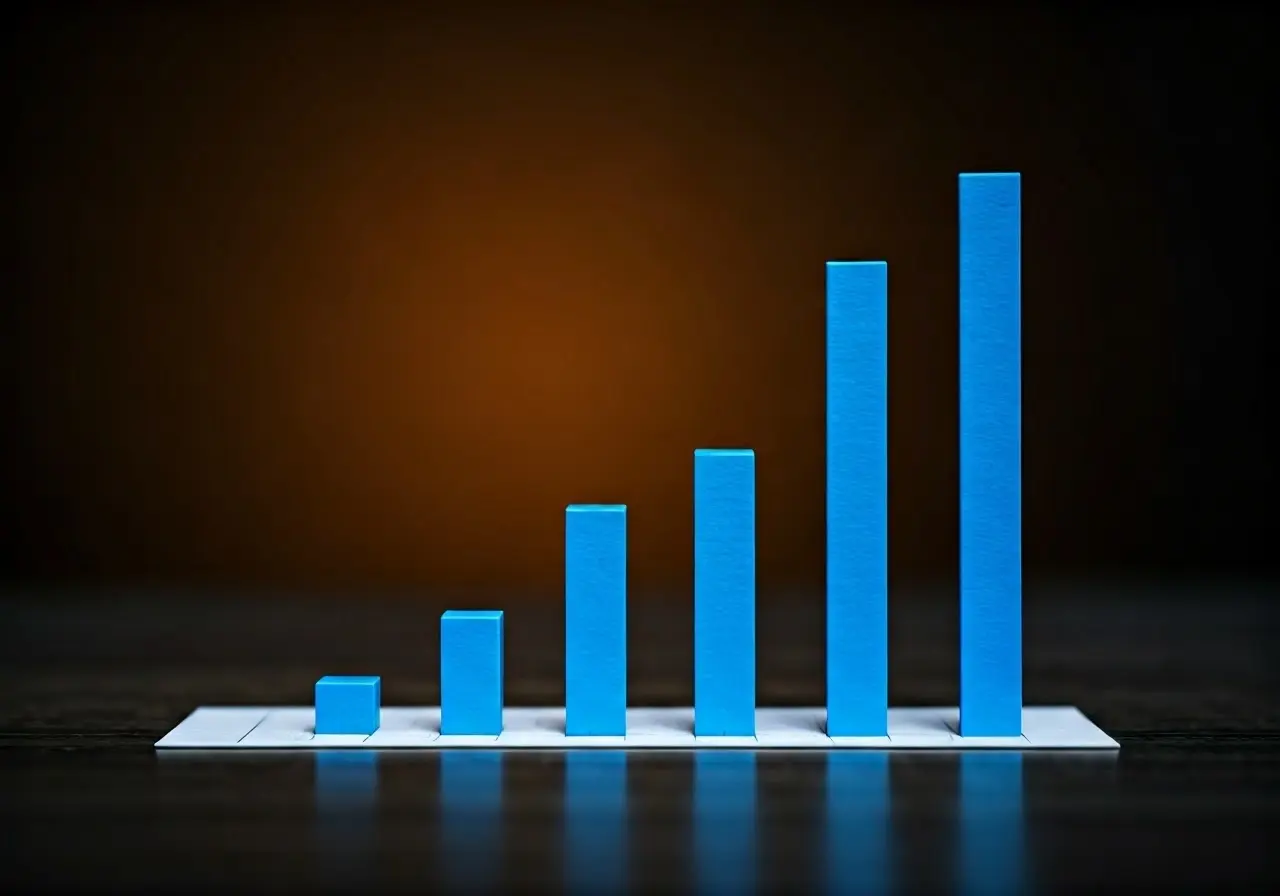 A graph showing rising financial growth for small businesses. 35mm stock photo