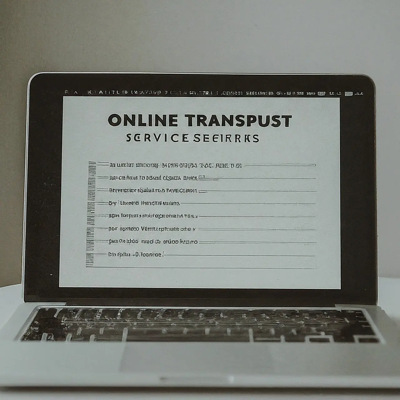 A laptop with a checklist of online transcript service features. 35mm stock photo