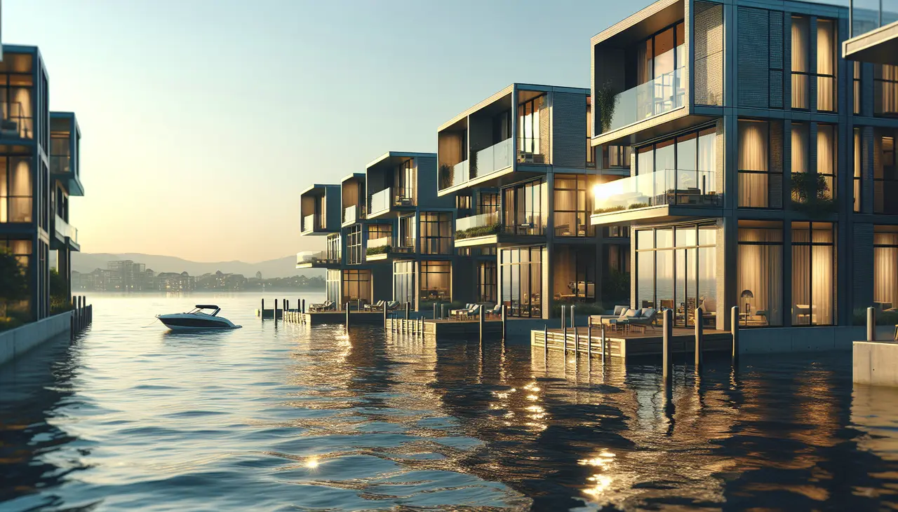 modern waterfront cluster f homes