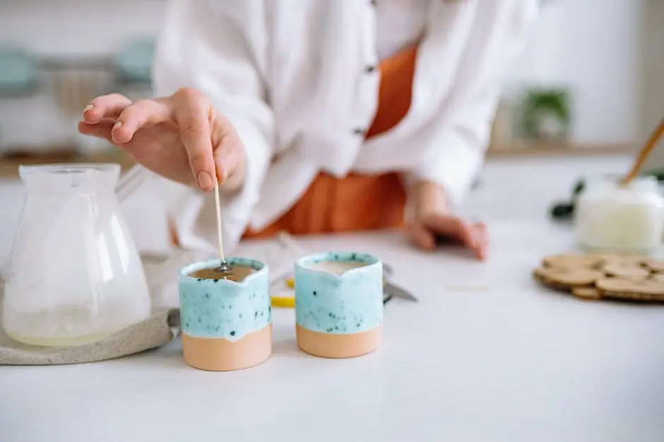 Person Making Handmade Candle