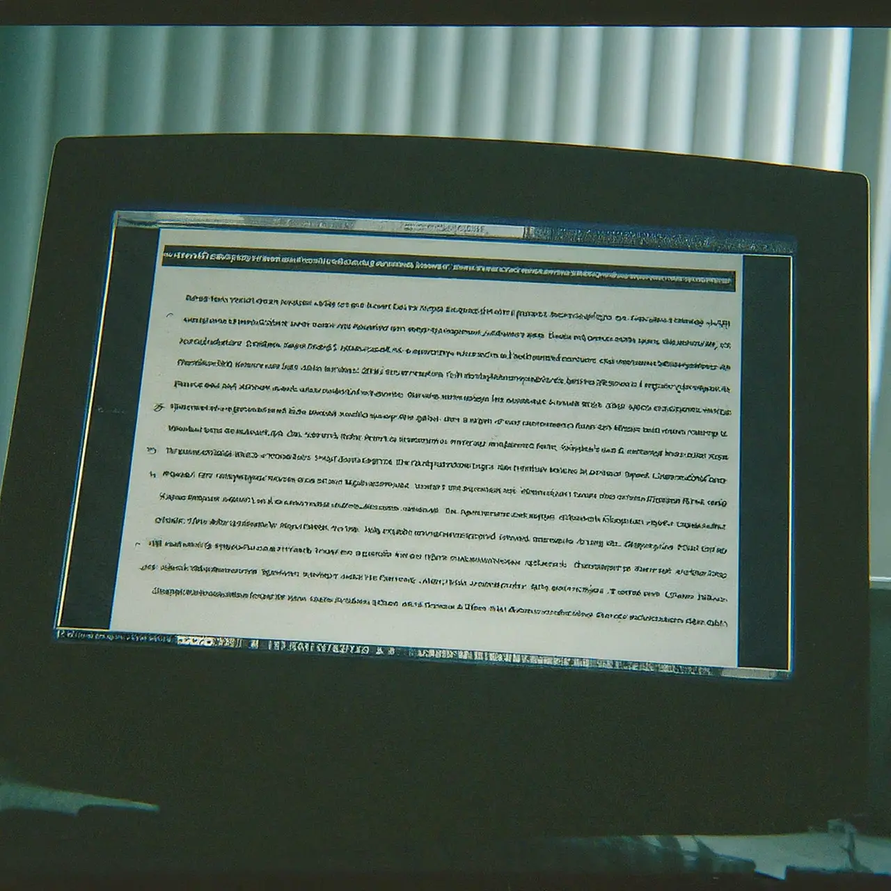 A computer screen displaying a digital transcript document. 35mm stock photo