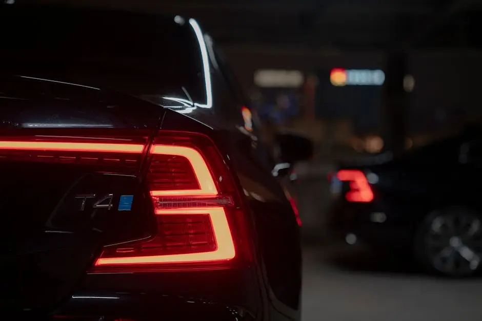 Close-Up of Car Tail Light at Night