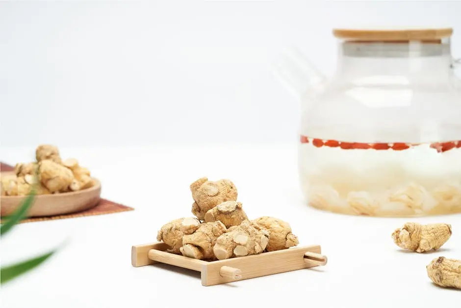 Ginger Roots and Ginger Juice in a Jar