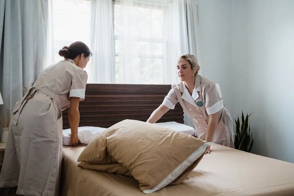 Women Making Bed Together