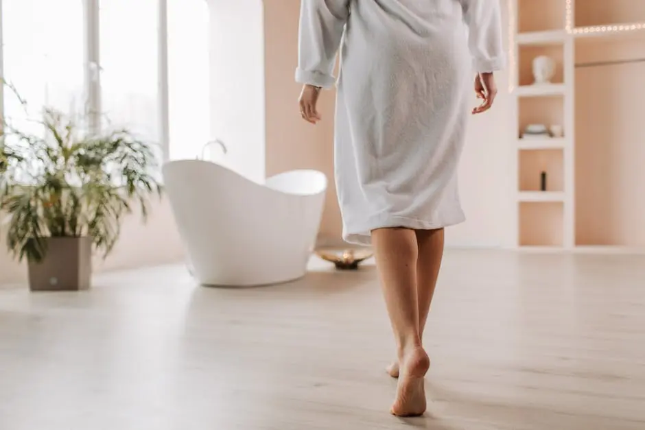 Person Walking Towards the Bathtub