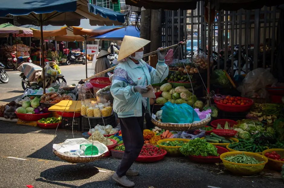 Woman on a Food Market in Asia