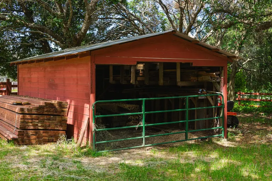 Rural Shed with a Metal Gate