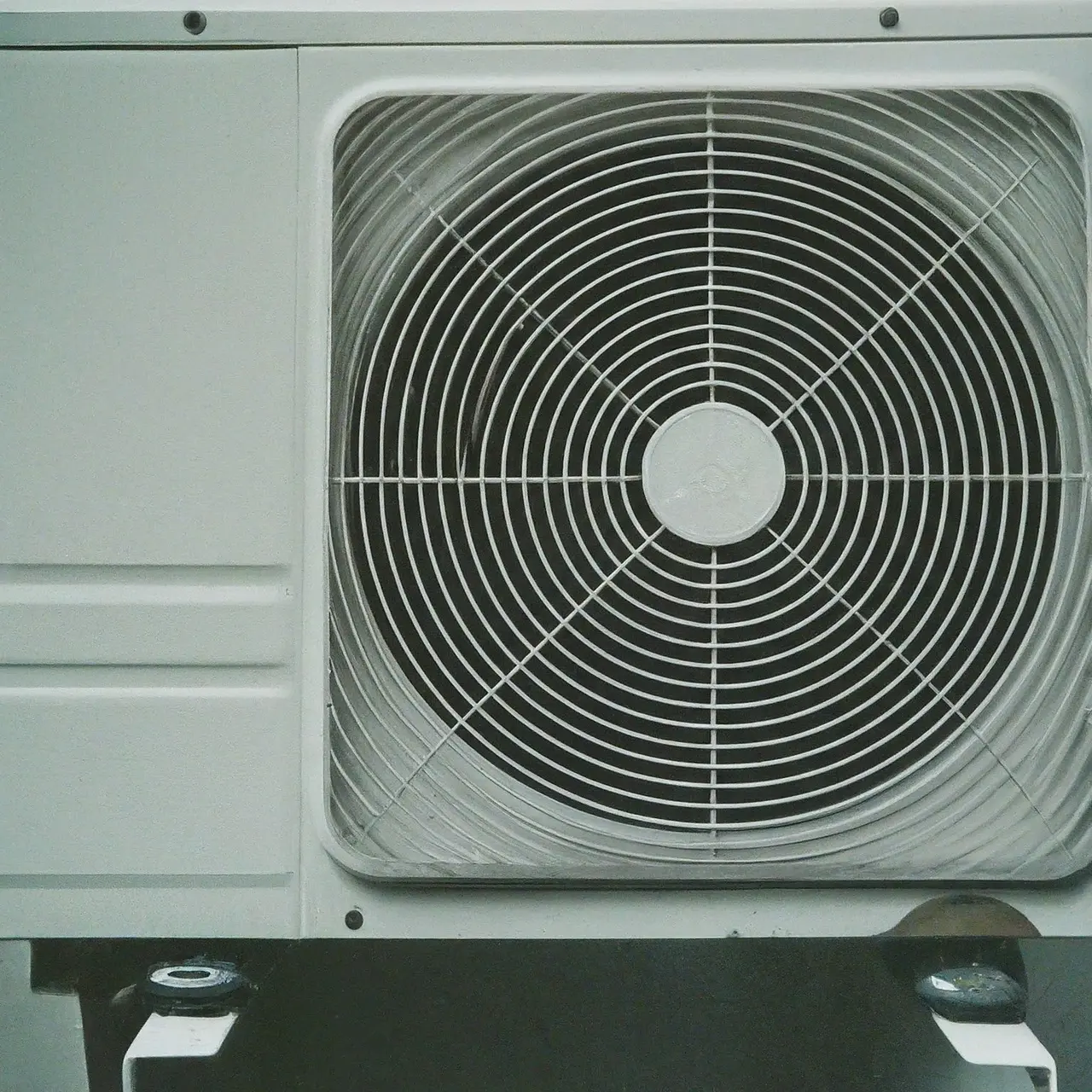 Close-up of a clean and shiny air conditioning unit. 35mm stock photo