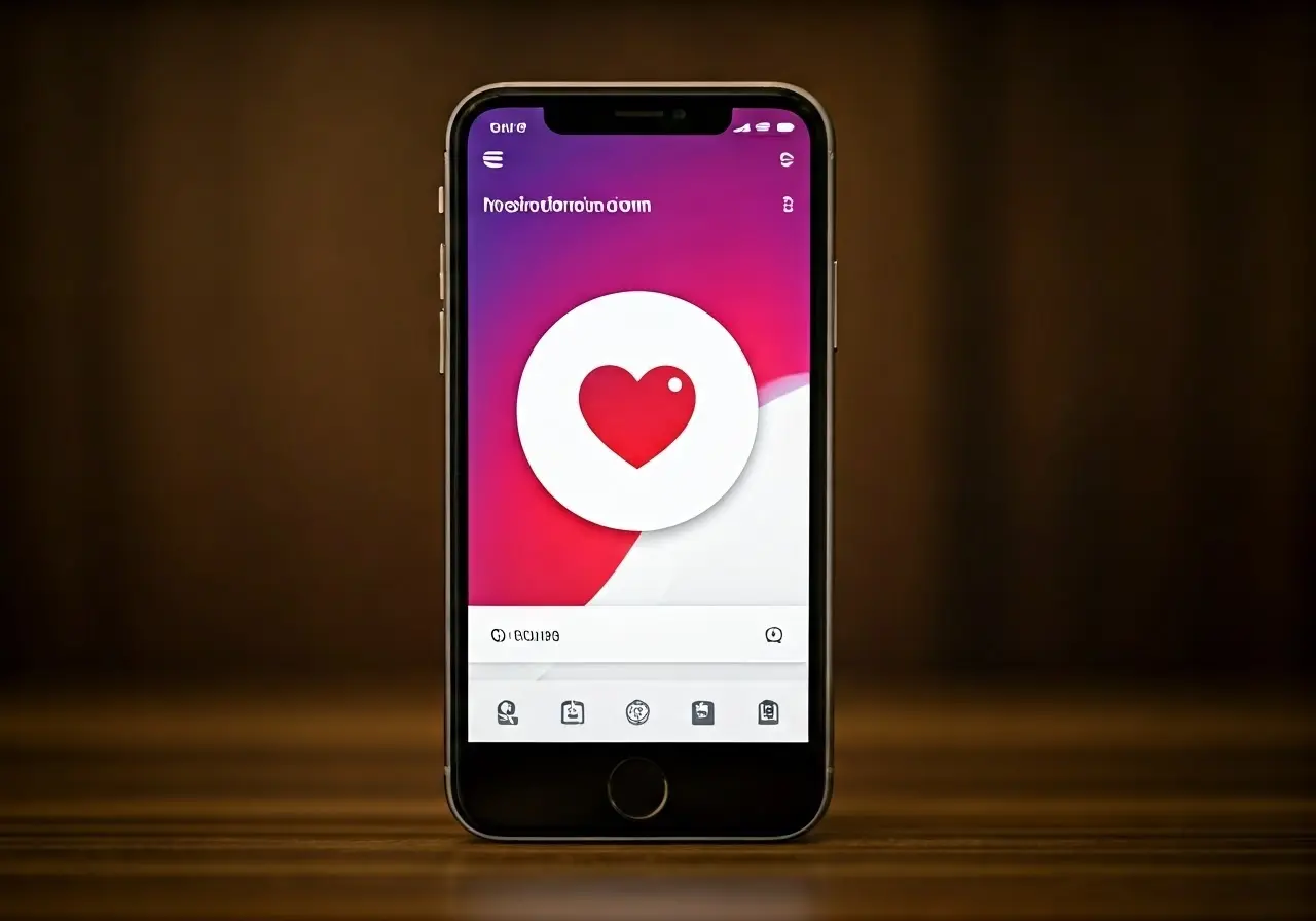 A smartphone displaying the Instagram app with a heart icon. 35mm stock photo