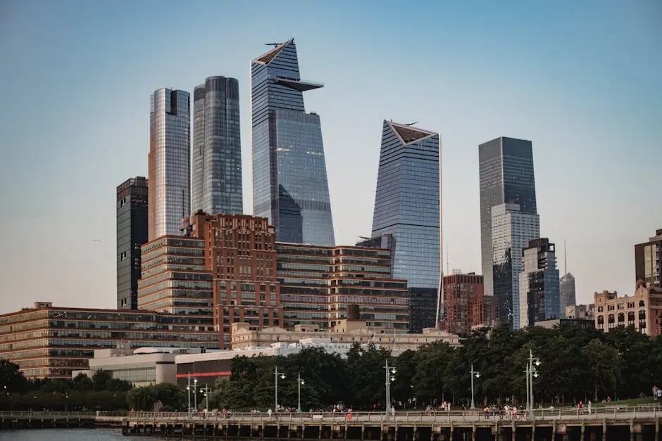 Modern megapolis with tall skyscrapers in downtown