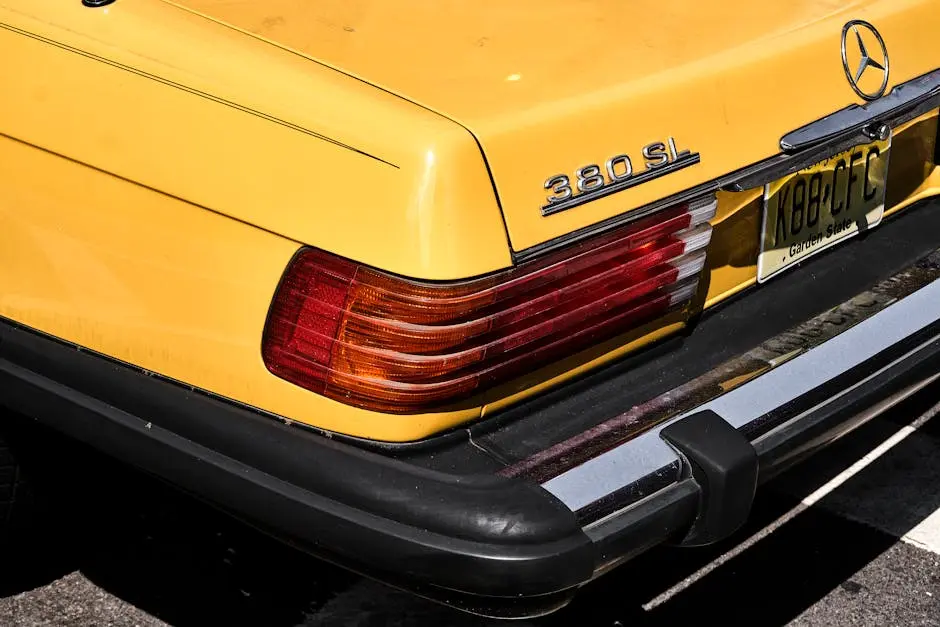 A Car Accessory on a Yellow Classic Car