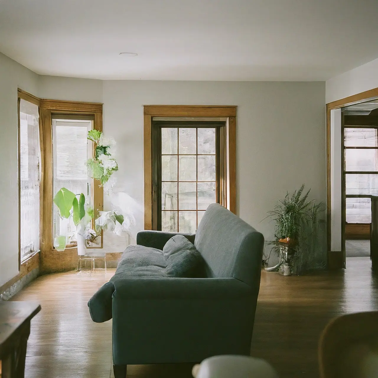 A clean, sparkling modern home interior. 35mm stock photo