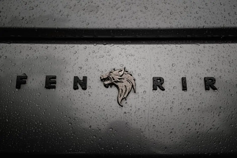 W Motor Fenyr Logo on a Wet Car