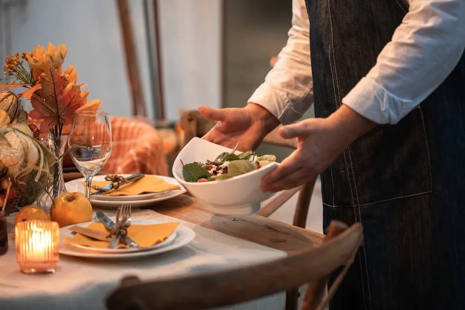 Person in White Dress Shirt Holding White Ceramic Bowl With Vegetable Salad