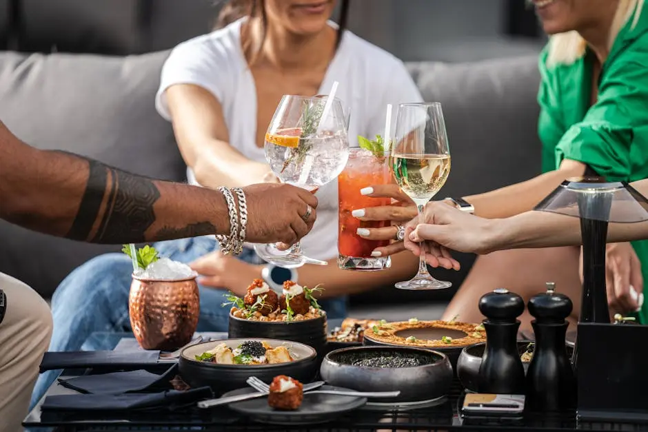 Friends Drinking Cocktails on a Terrace