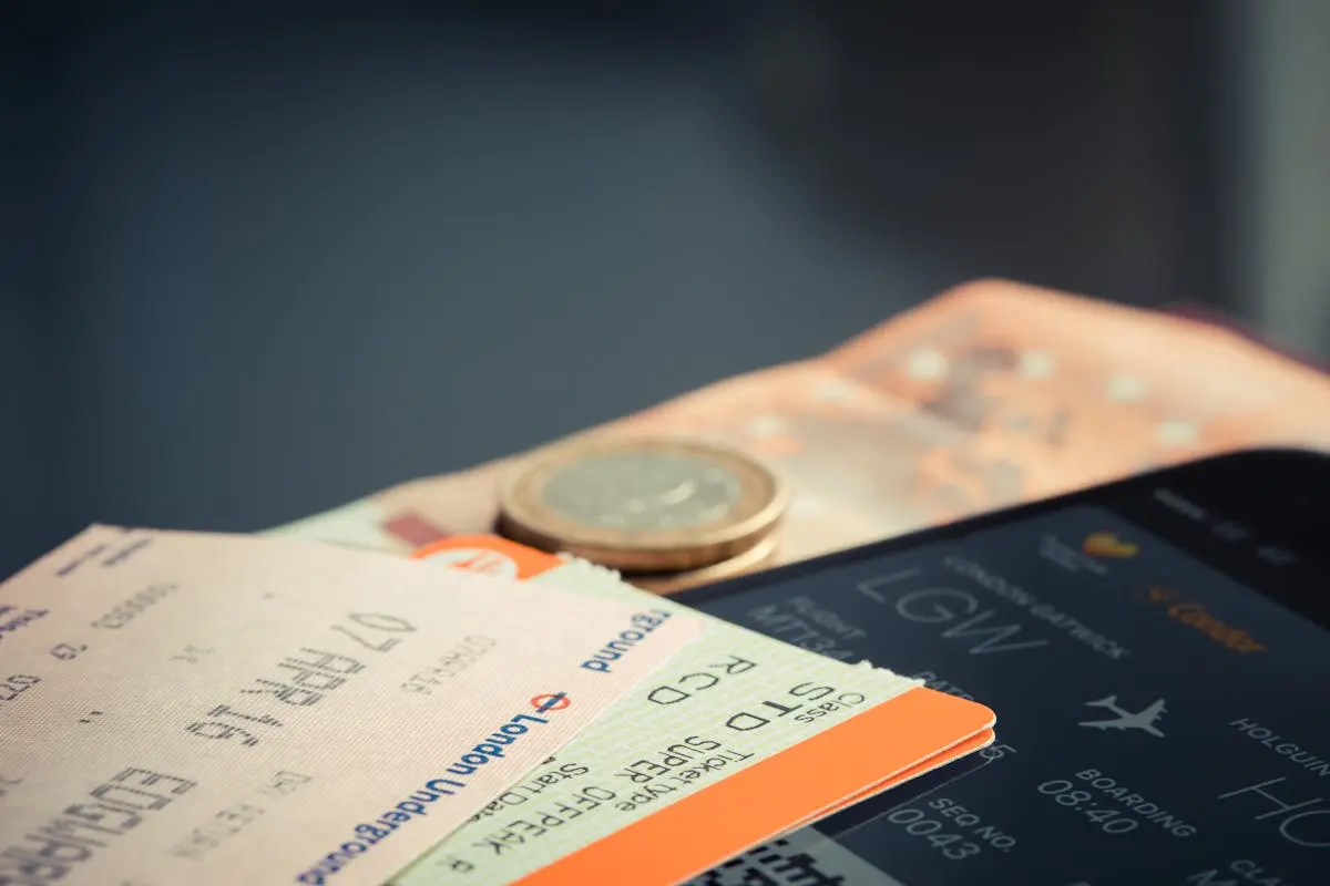 Orange and Green Label Airplane Ticket