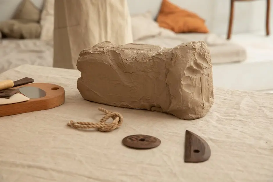 Chunk of clay on workbench