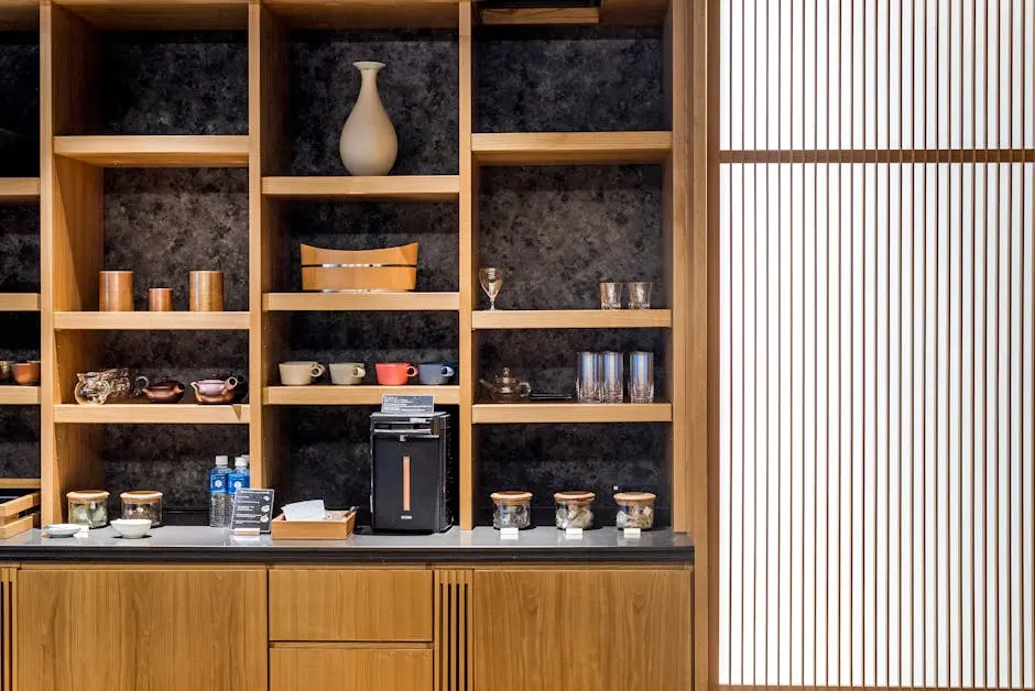 Wooden Interior Design of Coffee Shelves