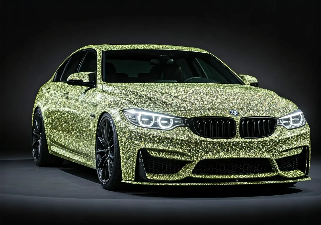 A car with a sparkling, glossy glass coating. 35mm stock photo