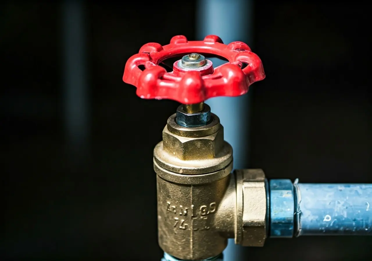 A close-up of a water-saving valve on a pipe. 35mm stock photo