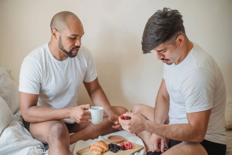 Couple Enjoying Breakfast in Bed