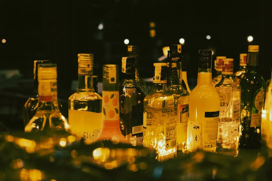 Vodka Bottles in Darkness