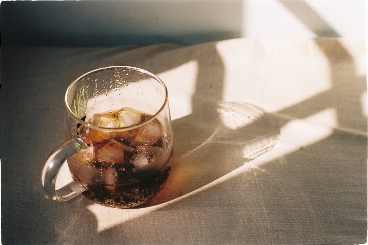 Cold Black Coffee in Glass Cup