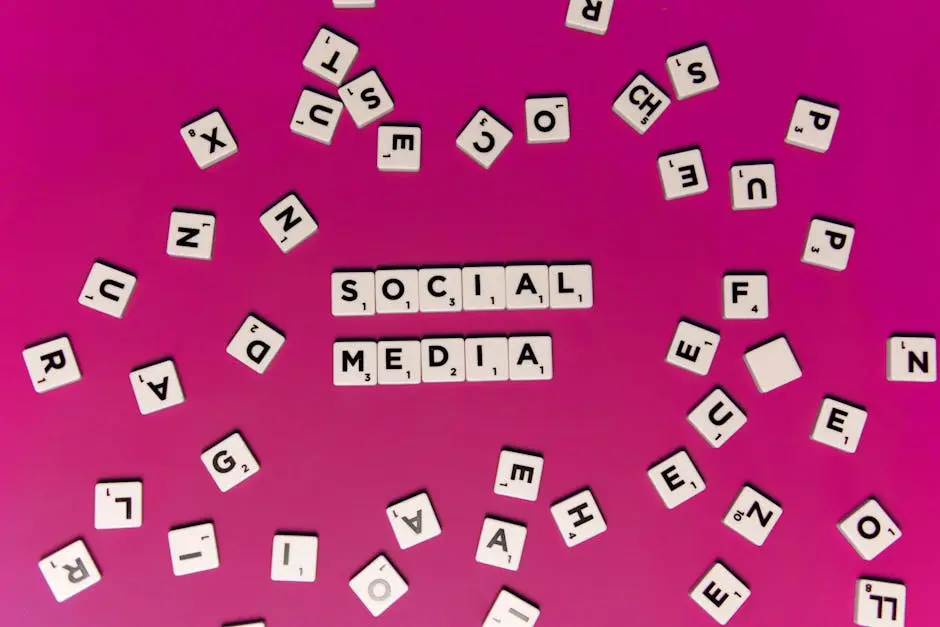 Alphabet tiles forming ‘Social Media’ on a vibrant pink background, perfect for digital marketing themes.