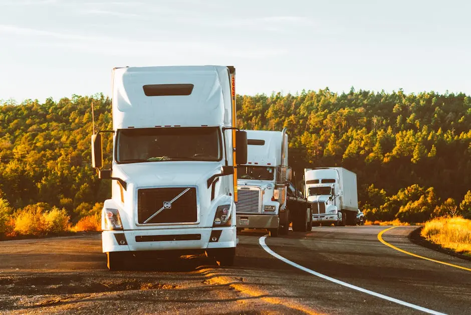 White Volvo Semi-truck on Side of Road